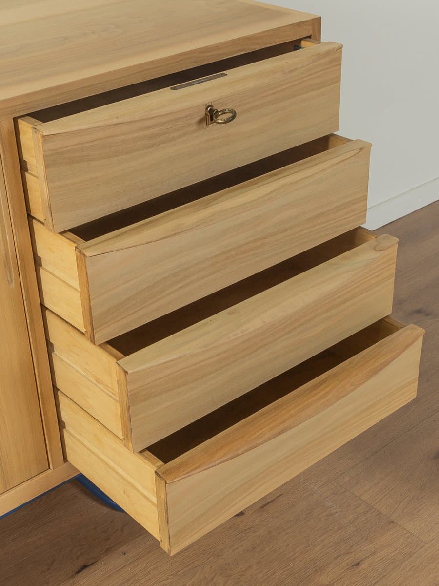 Kredens Bauhaus, orzech brązowy, stal nierdzewna niebieska, Niemcy, lata 50. - 278217