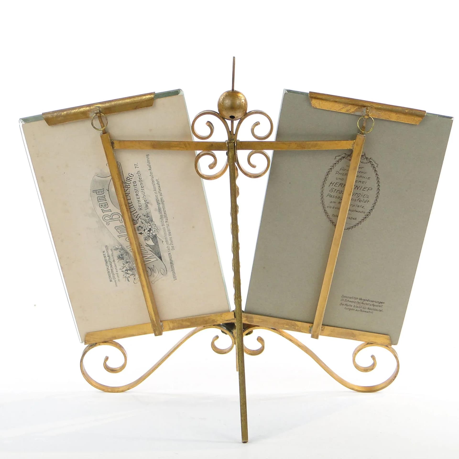 Fan-Shaped Photo Frame, Art Nouveau, gilt brass, crystal glass, France, 19th c. - 20657