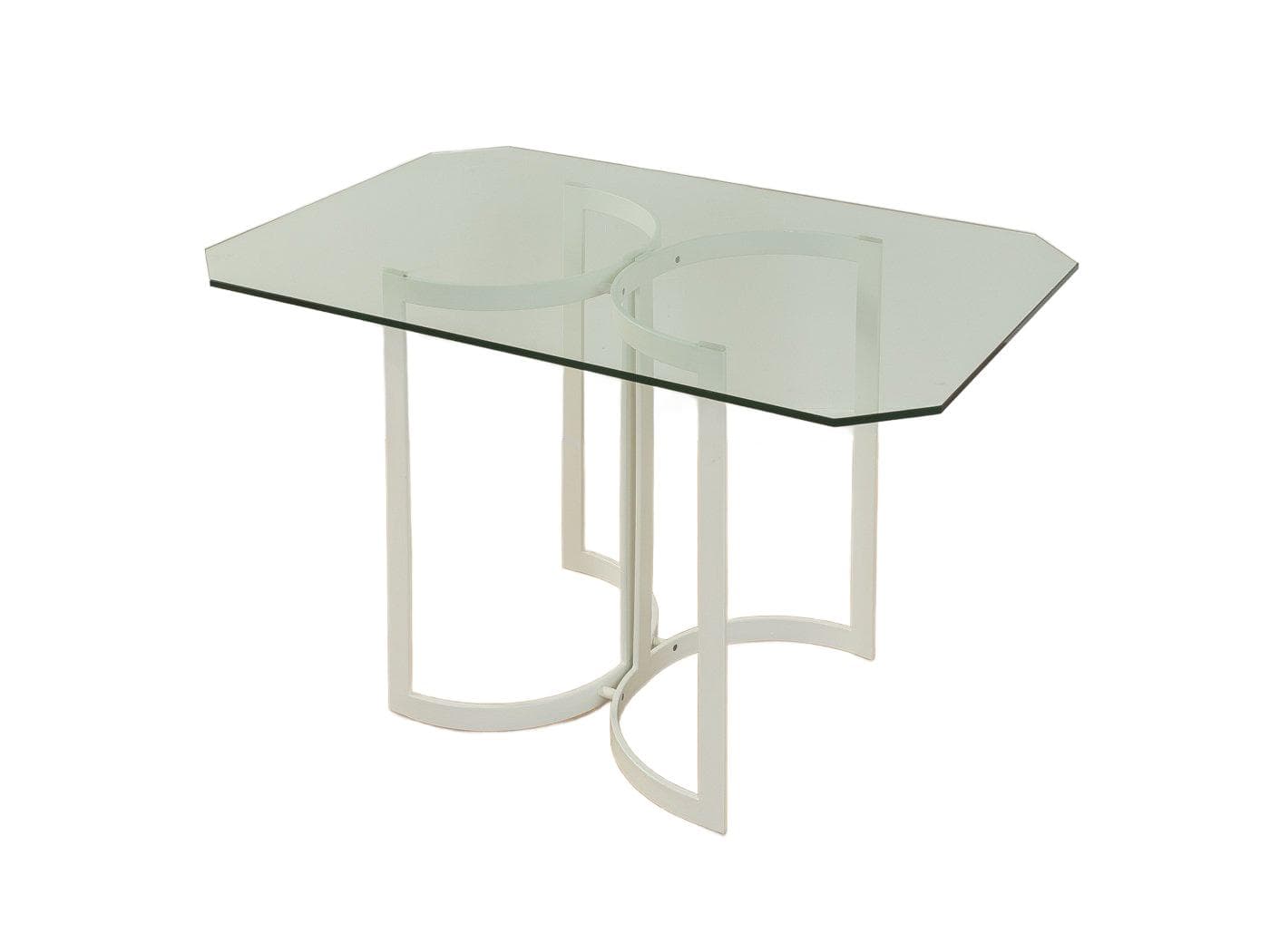 Stół jadalniany postmodernistyczny, szkło przezroczyste, stal nierdzewna biała, Allmilmö, Niemcy, lata 80.