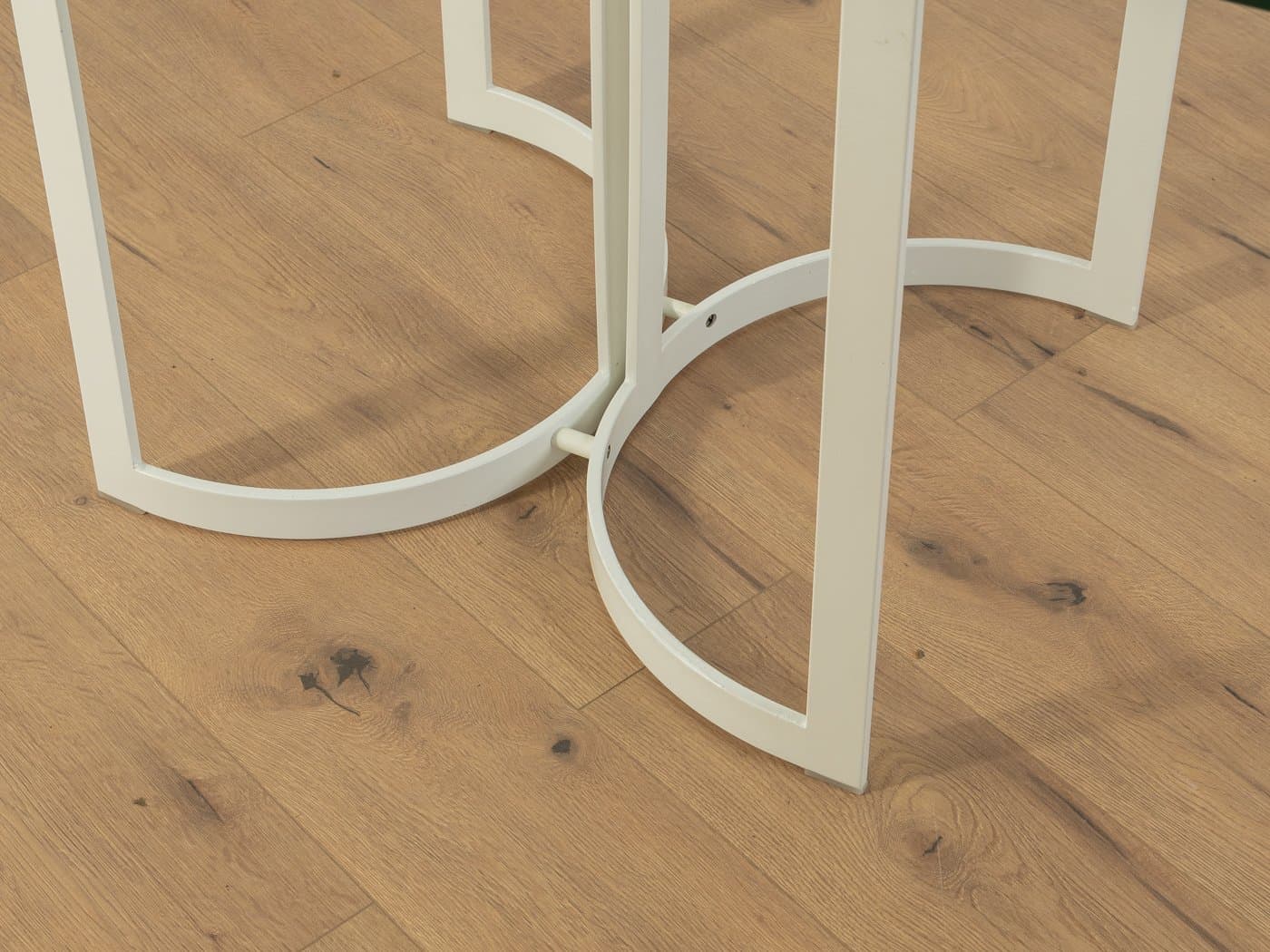 Stół jadalniany postmodernistyczny, szkło przezroczyste, stal nierdzewna biała, Allmilmö, Niemcy, lata 80. - 278160