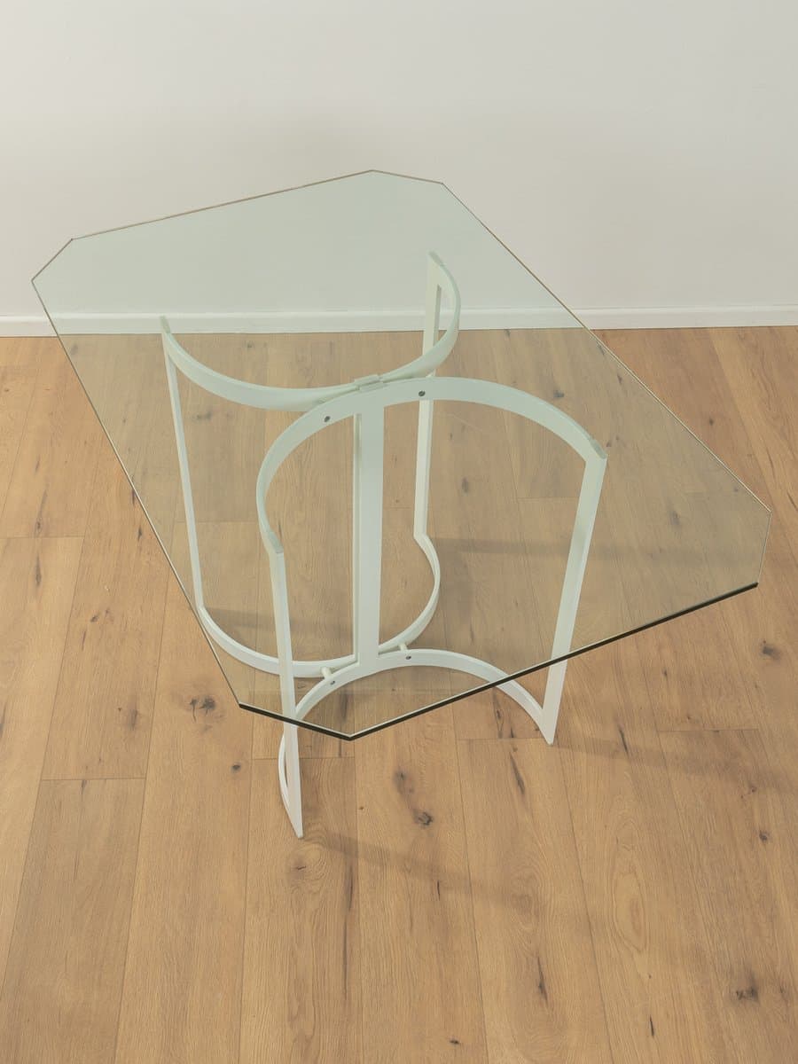 Stół jadalniany postmodernistyczny, szkło przezroczyste, stal nierdzewna biała, Allmilmö, Niemcy, lata 80. - 278159