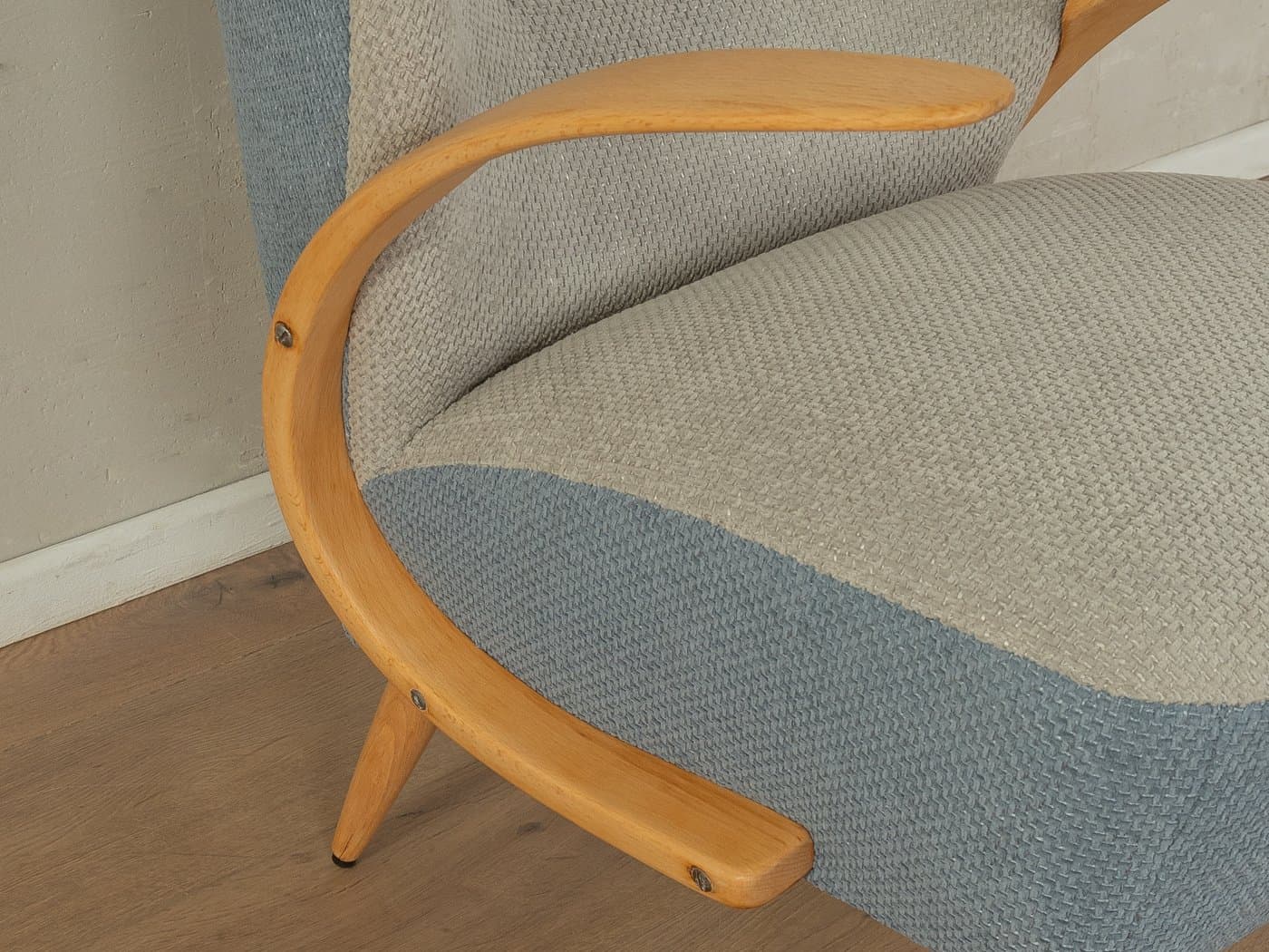 Fotel lounge, buk szary, Niemcy, lata 50. - 278121