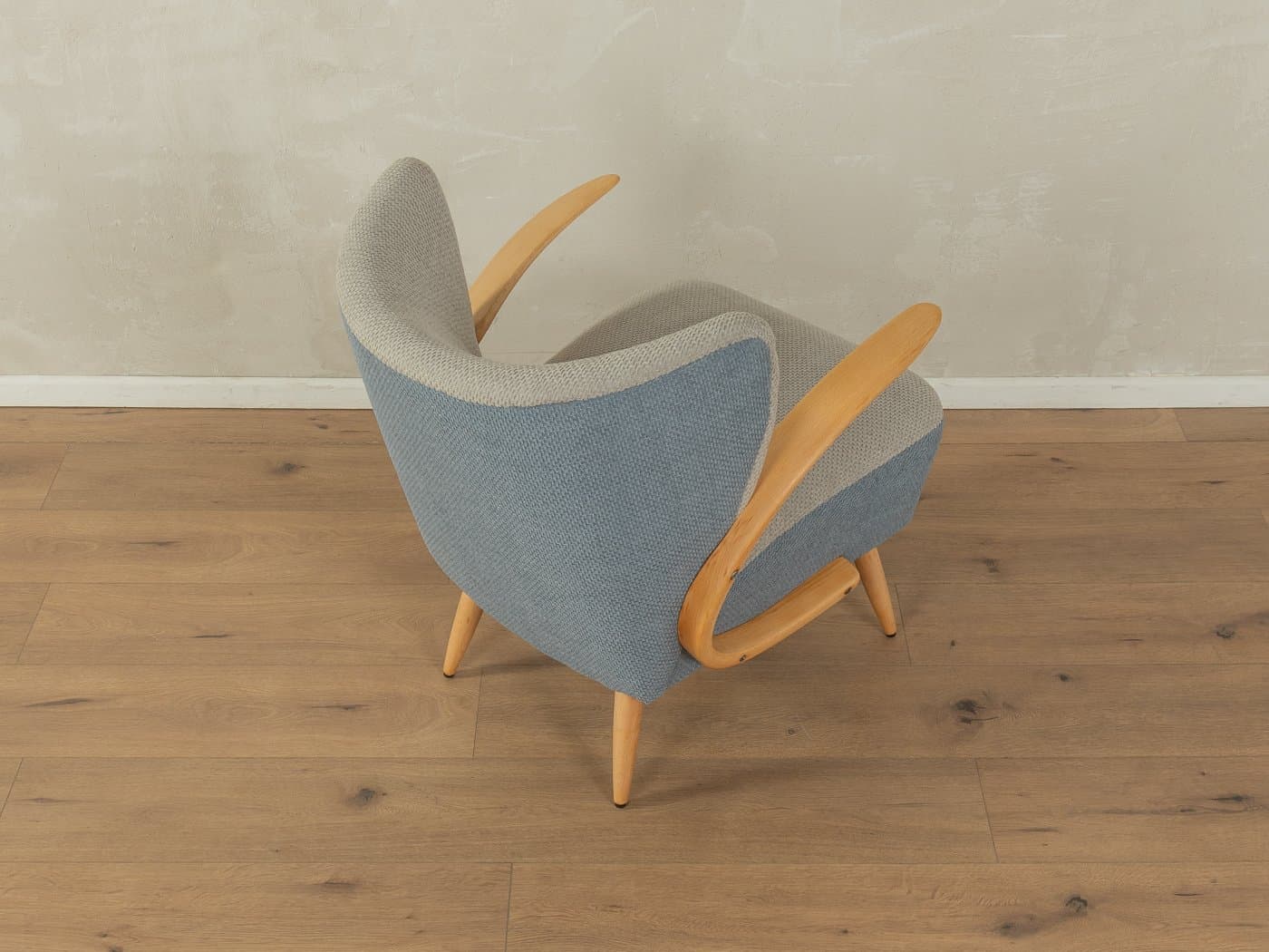 Fotel lounge, buk szary, Niemcy, lata 50. - 278118