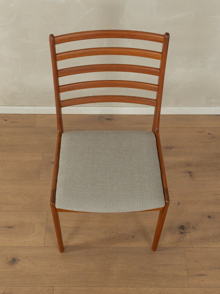 Zestaw pięciu krzeseł jadalnianych, teak brązowy, tkanina szara, Niemcy, lata 60. - 278114