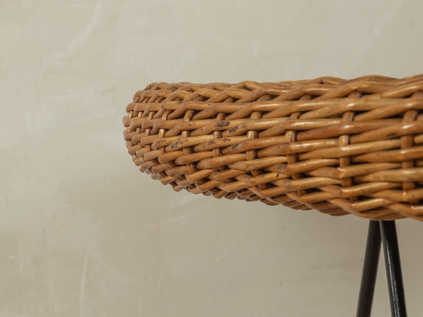 Stolik boczny, brązowy, buk, rattan, Niemcy, lata 50. - 278106