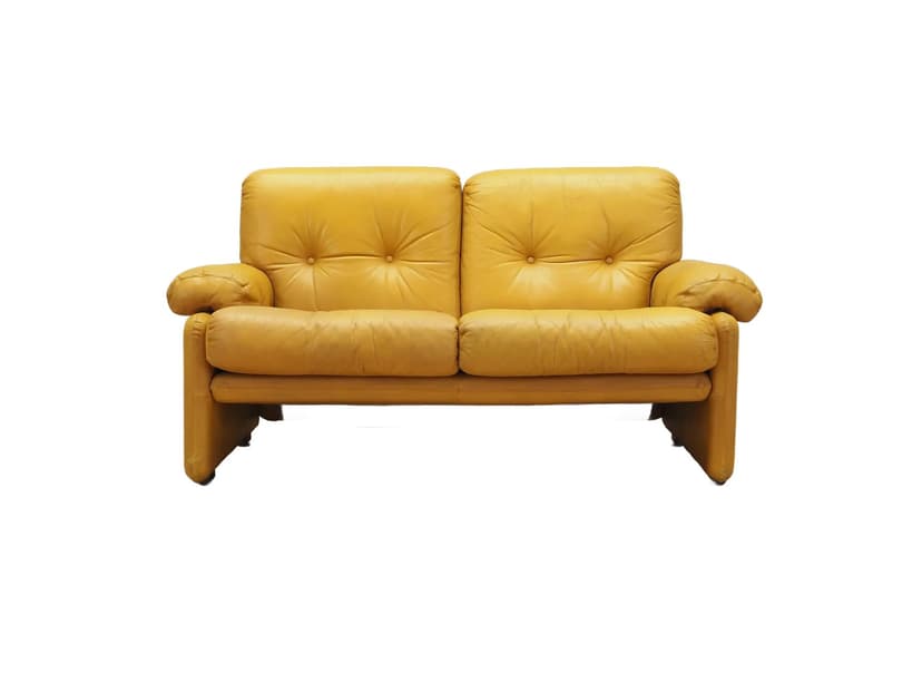 Sofa, skóra żółta, proj. T. Scarpa, B&B Italia, Włochy, lata 60.