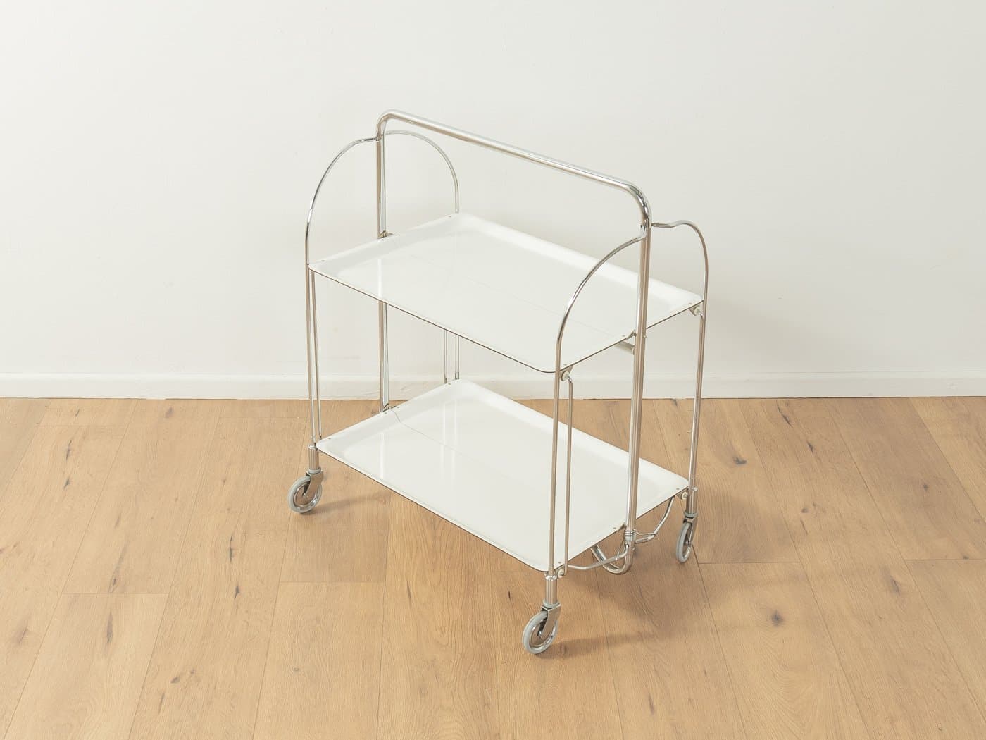 Serving Cart Dinett, white, chrome steel, Germany, 1970s. - 278092