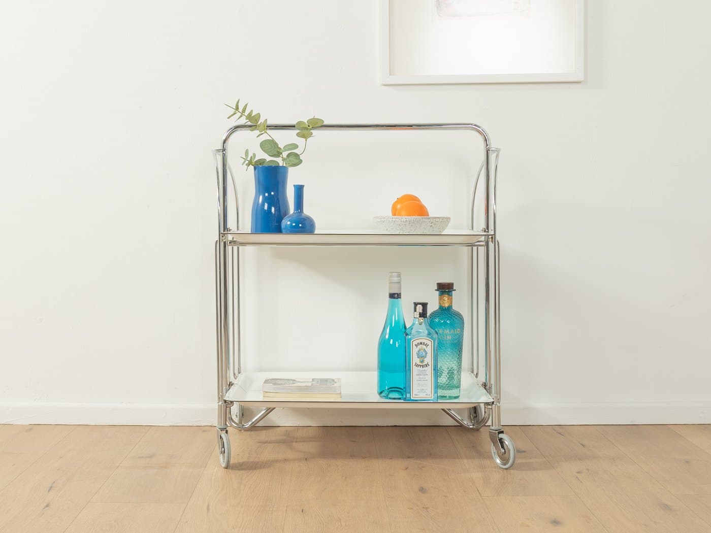Serving Cart Dinett, white, chrome steel, Germany, 1970s. - 278085