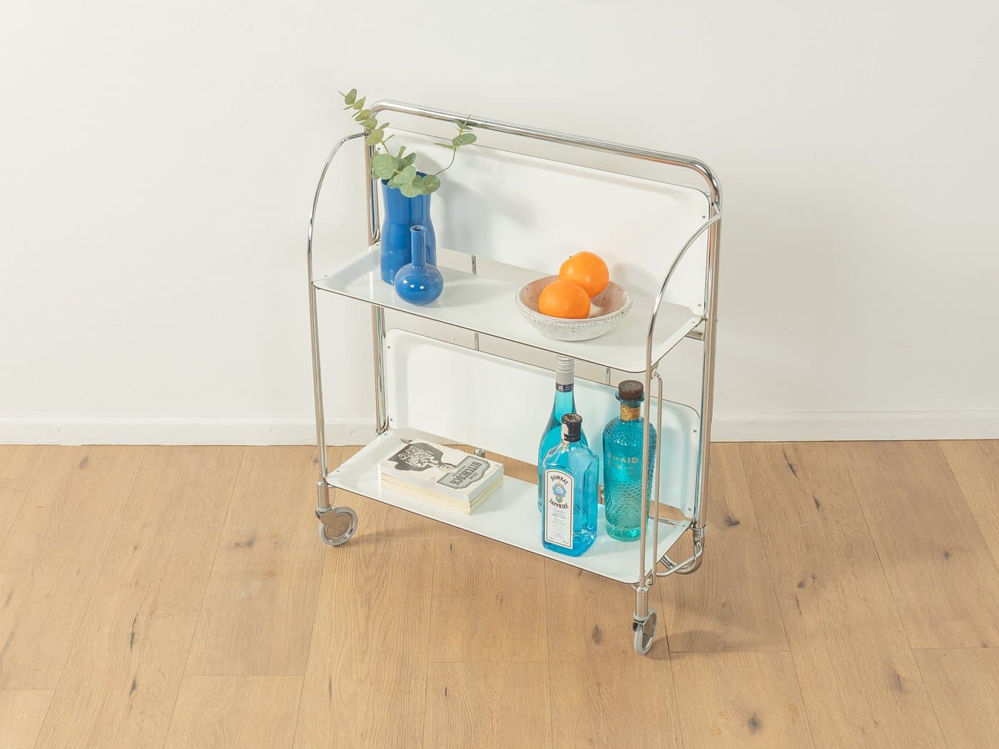 Serving Cart Dinett, white, chrome steel, Germany, 1970s. - 278084