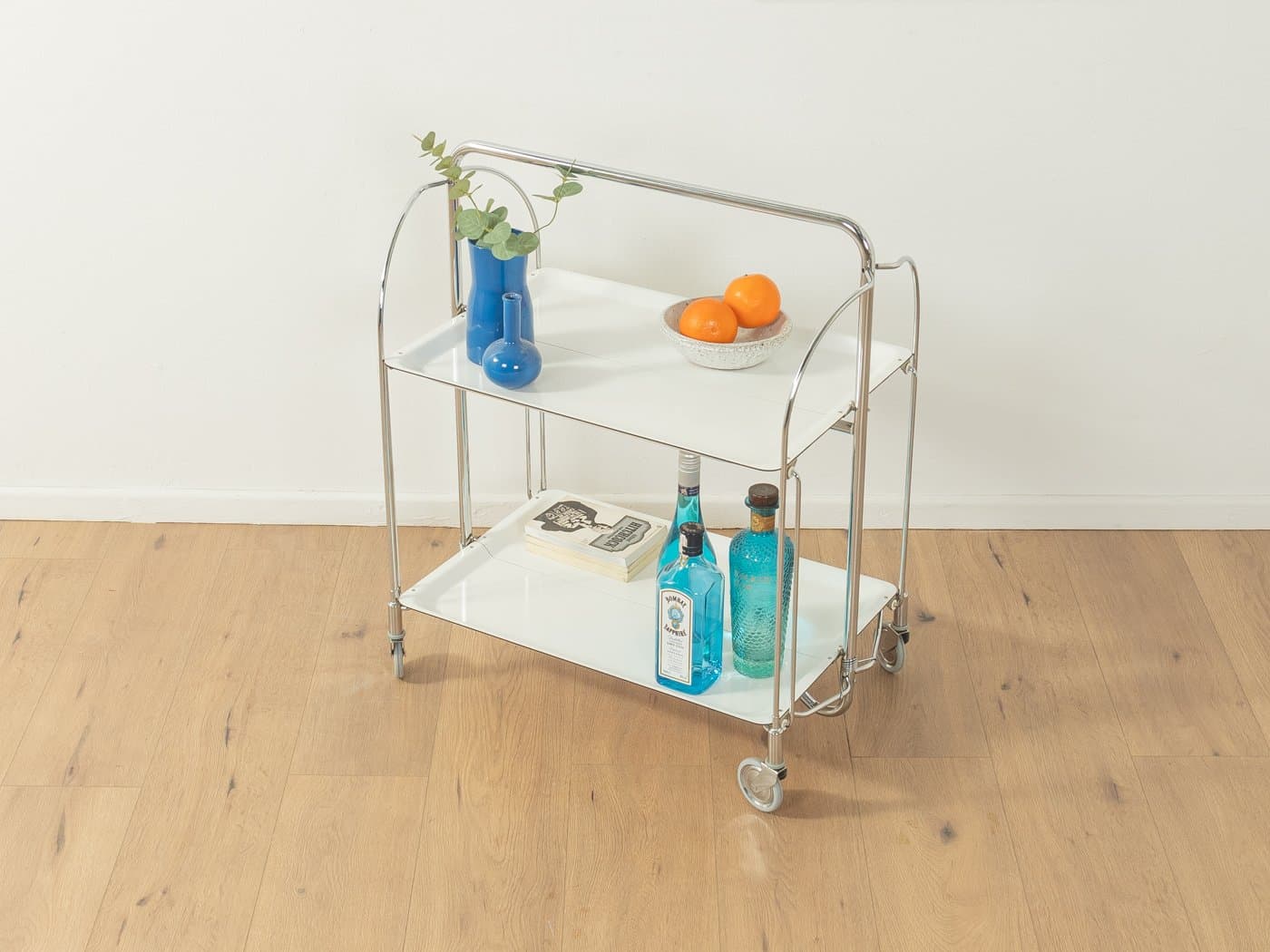 Serving Cart Dinett, white, chrome steel, Germany, 1970s. - 278087