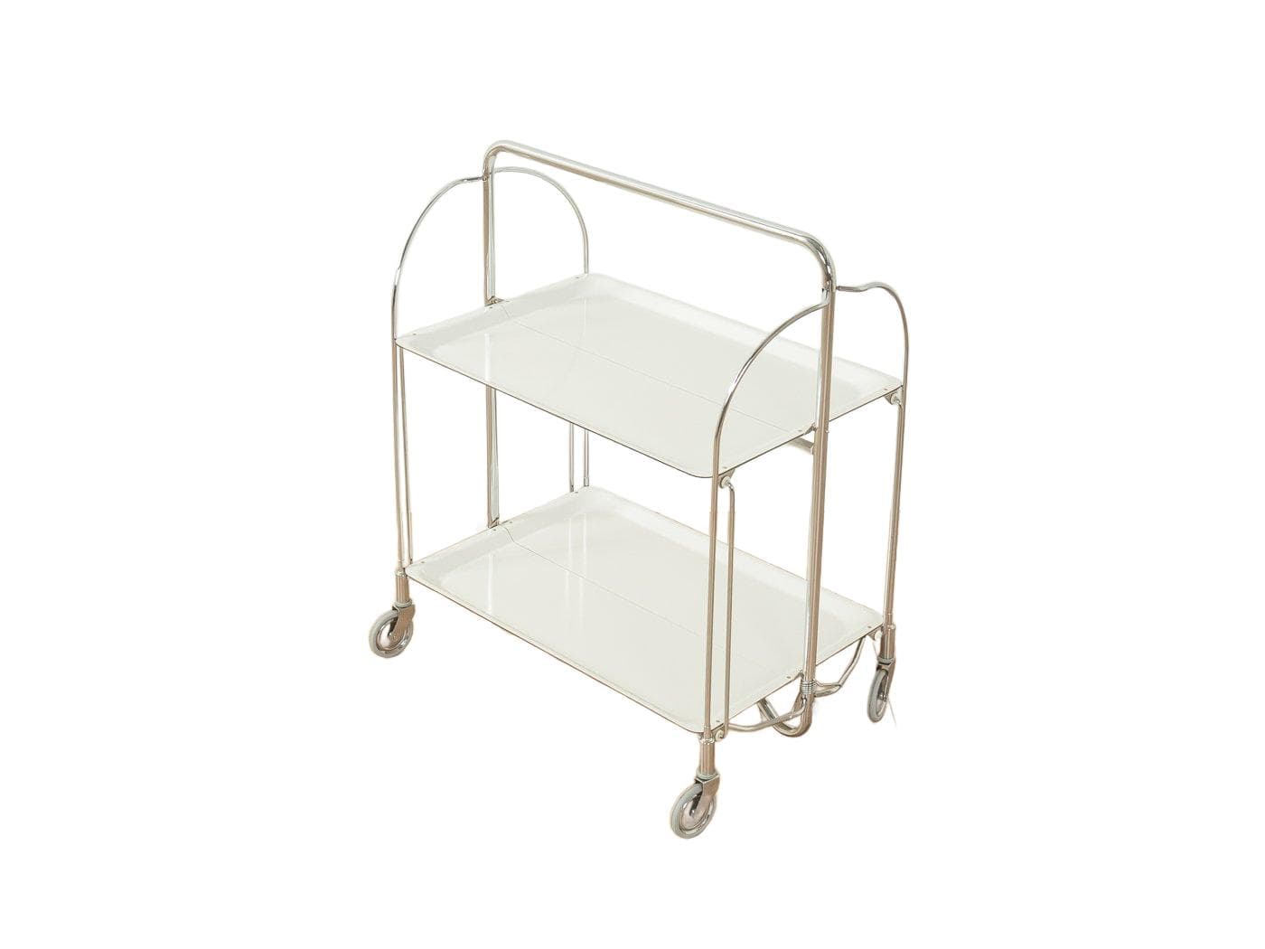Serving Cart Dinett, white, chrome steel, Germany, 1970s.