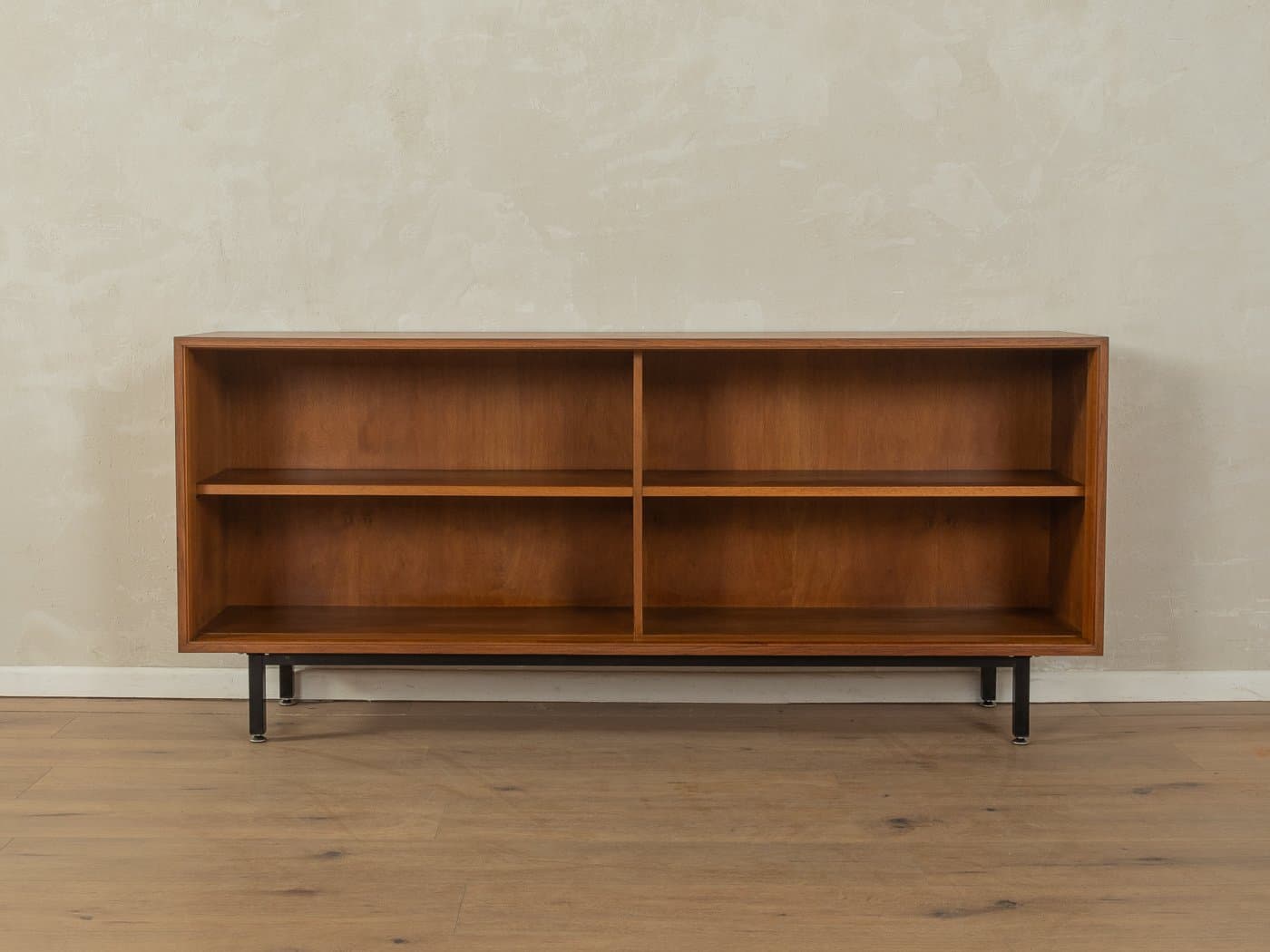 Kredens, orzech brązowy, stal czarna, proj. L. Wegner, Niemcy, lata 60. - 278385