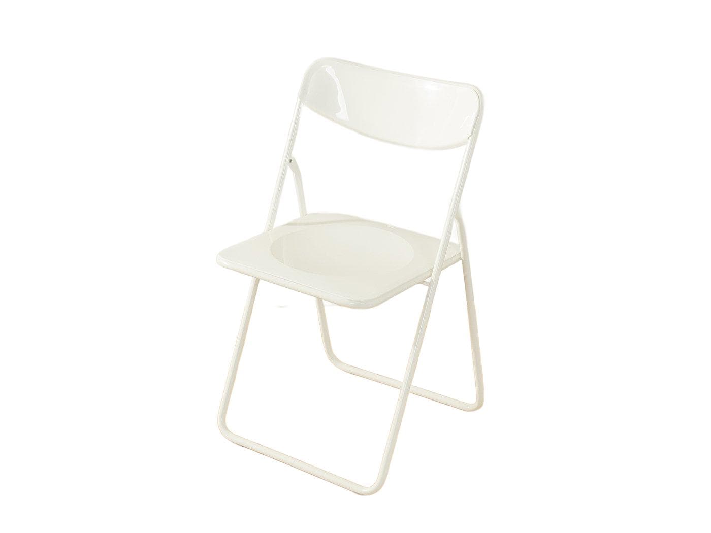 Krzesło składane, biały metal, biały plastik, proj. N. Gammelgaard, Ikea, Szwecja, lata 70.