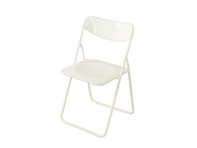 Krzesło składane, biały metal, biały plastik, proj. N. Gammelgaard, Ikea, Szwecja, lata 70. - WYMIARY