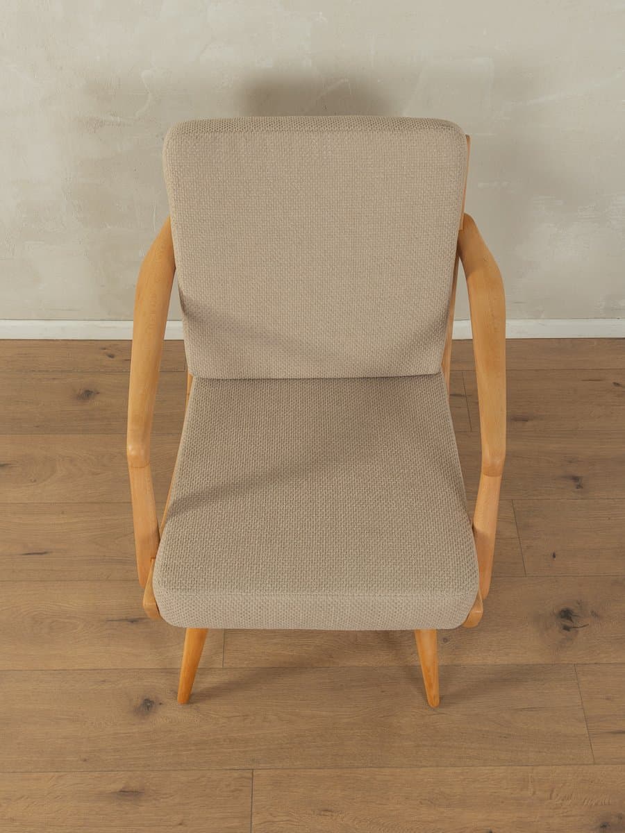 Fotel, beżowy, buk, tkanina, Niemcy, lata 50. - 279755