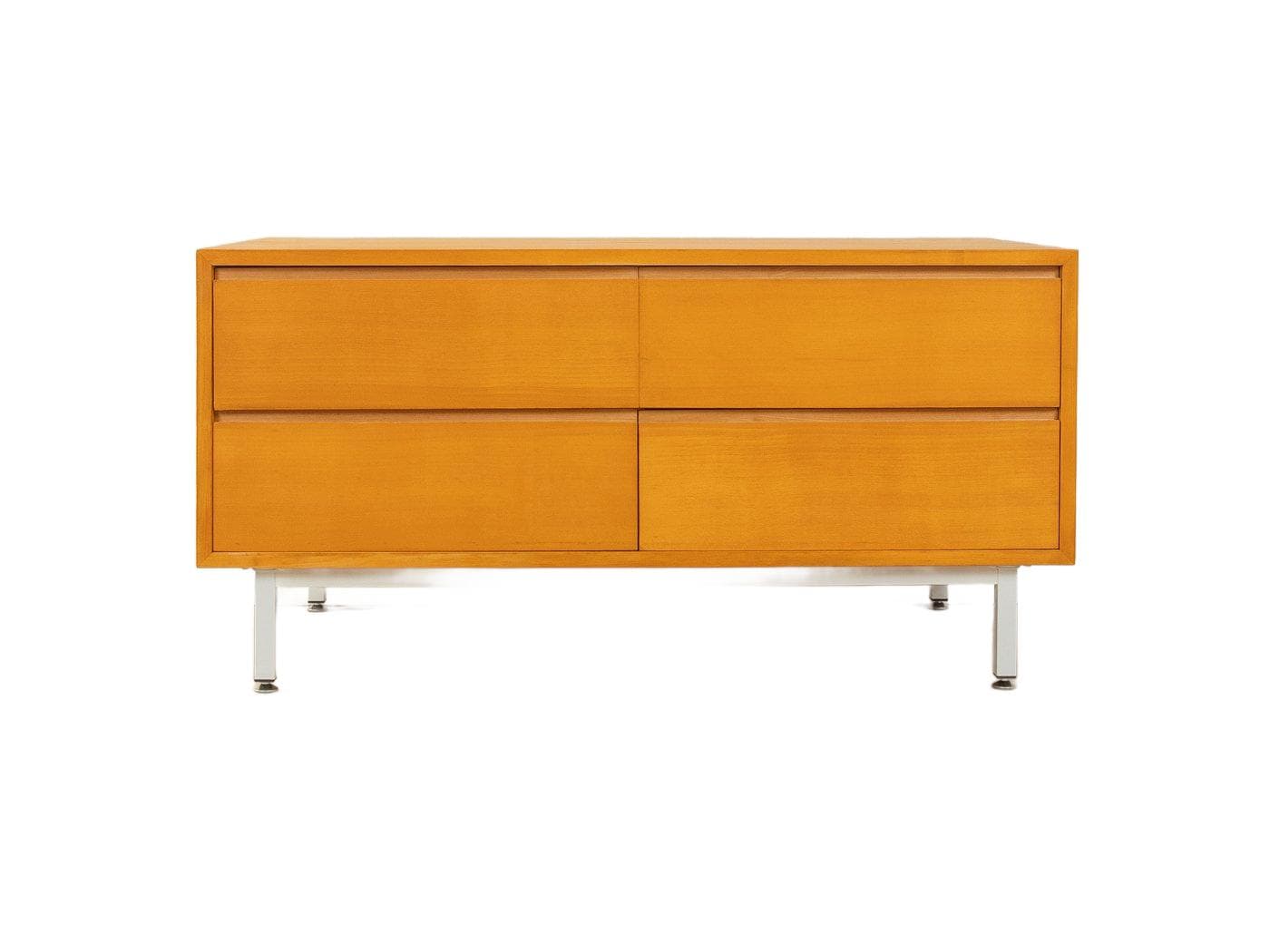 Sideboard, czereśnia brązowa, stal biała, Niemcy, lata 60.