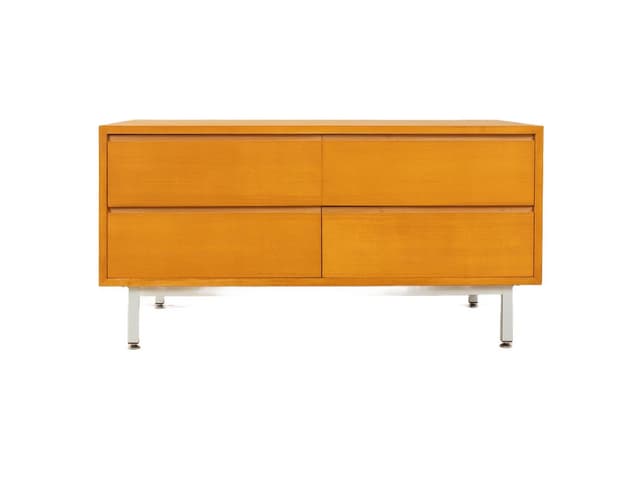 Sideboard, czereśnia brązowa, stal biała, Niemcy, lata 60. - WYMIARY