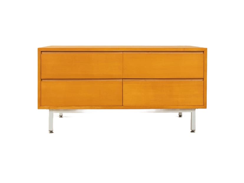 Sideboard, czereśnia brązowa, stal biała, Niemcy, lata 60.