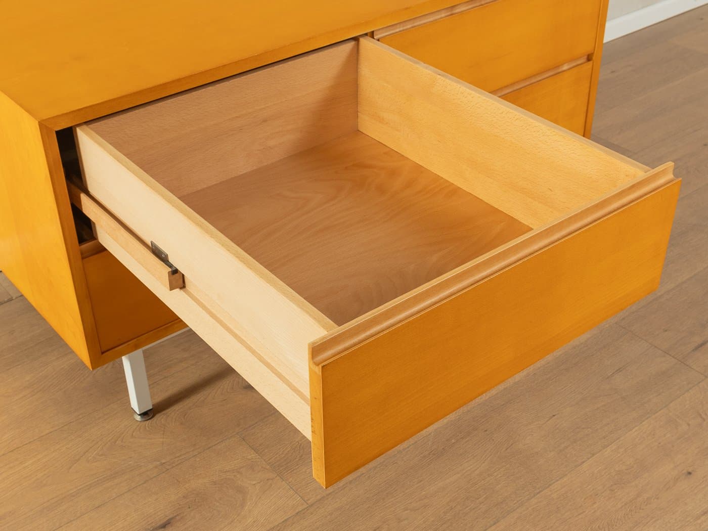 Sideboard, czereśnia brązowa, stal biała, Niemcy, lata 60. - 279746