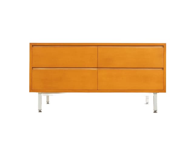 Komoda, czereśnia brązowa, stal biała, Niemcy, lata 60. - WYMIARY