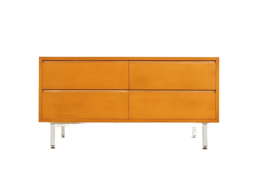 Komoda, czereśnia brązowa, stal biała, Niemcy, lata 60.