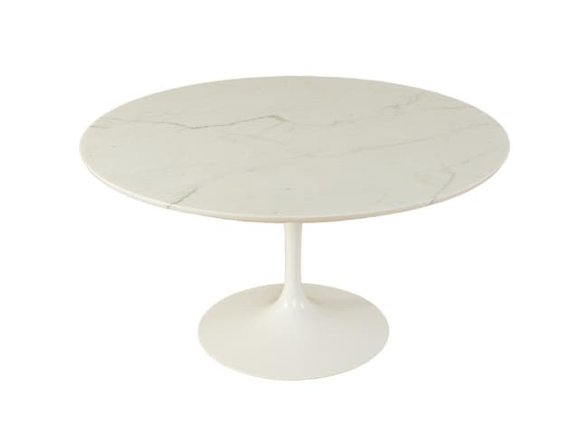 Dining Table Tulip, white marble, white metal, by E. Saarinen, Knoll, Germany, 1960s. - DIMENSION