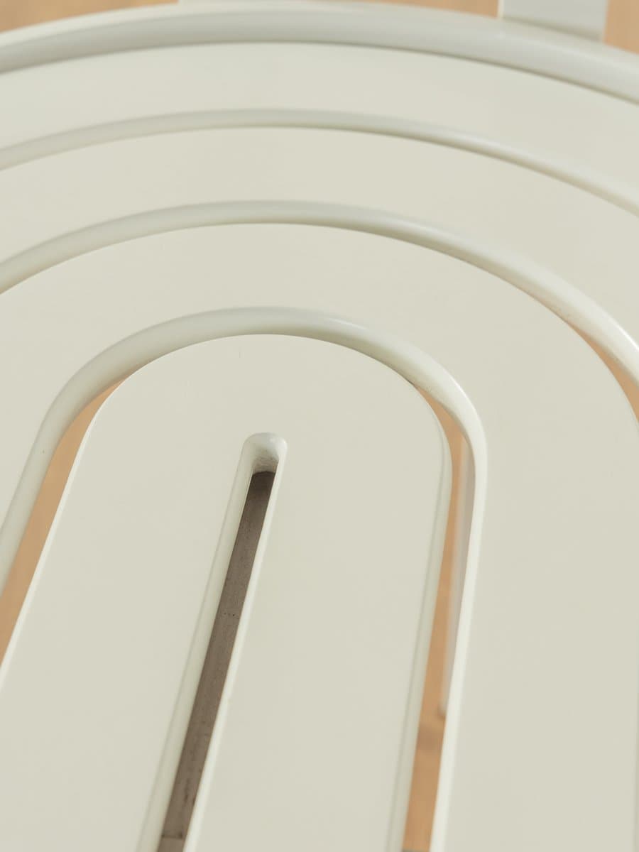 Zestaw czterech krzeseł jadalnianych postmodernistycznych, stal nierdzewna biała, jesion biały, Allmilmö, Niemcy, lata 80. - 279714