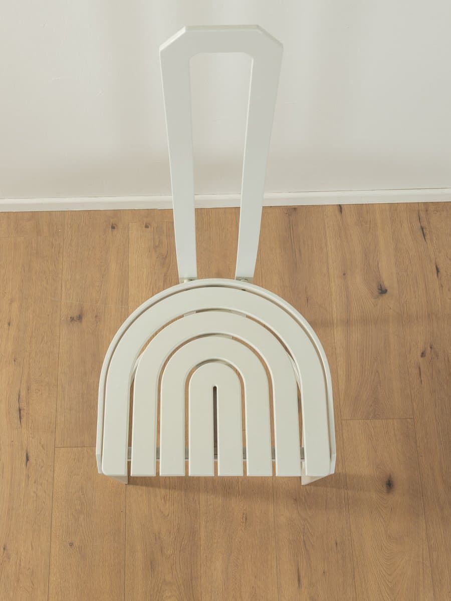 Zestaw czterech krzeseł jadalnianych postmodernistycznych, stal nierdzewna biała, jesion biały, Allmilmö, Niemcy, lata 80. - 279713