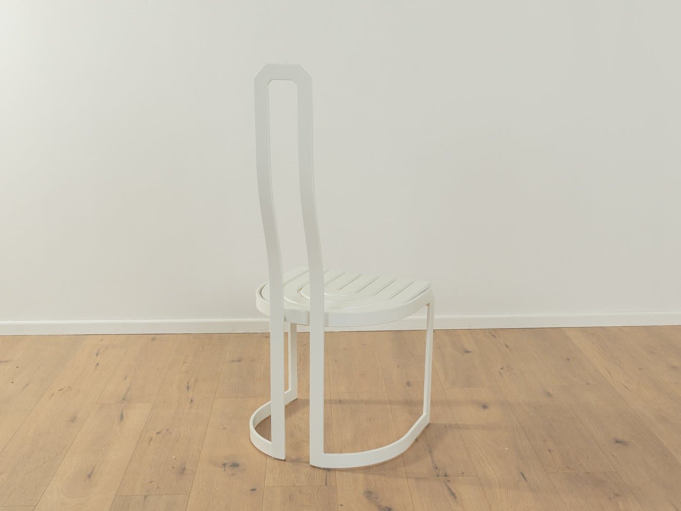 Zestaw czterech krzeseł jadalnianych postmodernistycznych, stal nierdzewna biała, jesion biały, Allmilmö, Niemcy, lata 80. - 279710