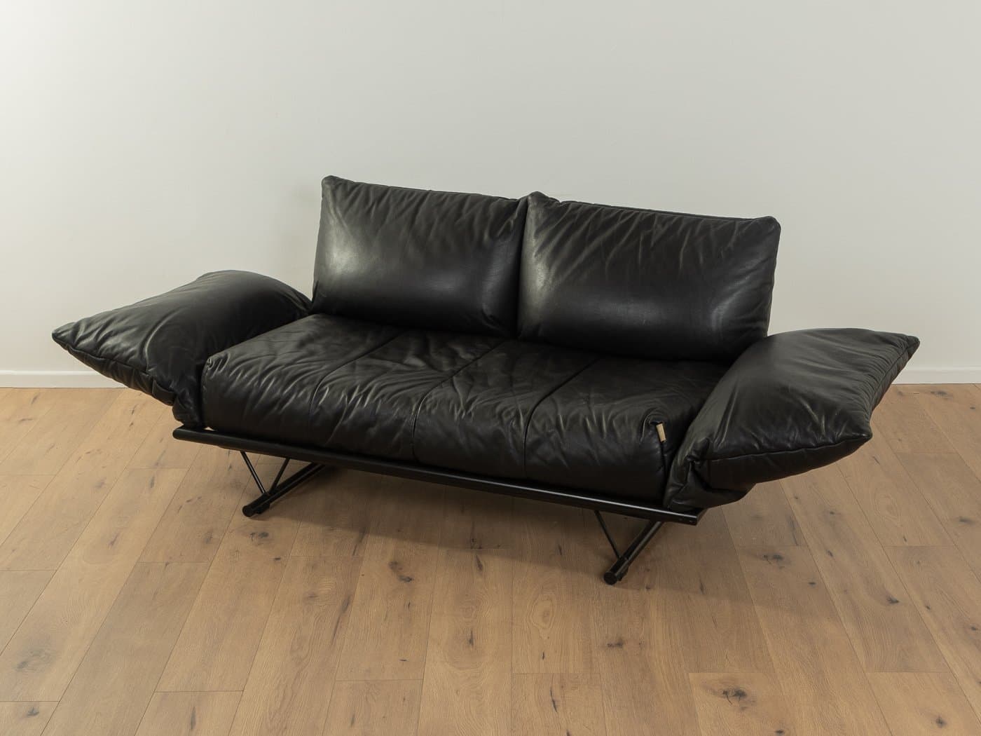 Sofa Prao, skóra czarna, proj. P. Maly, Ligne Roset, Francja, lata 80. - 279703