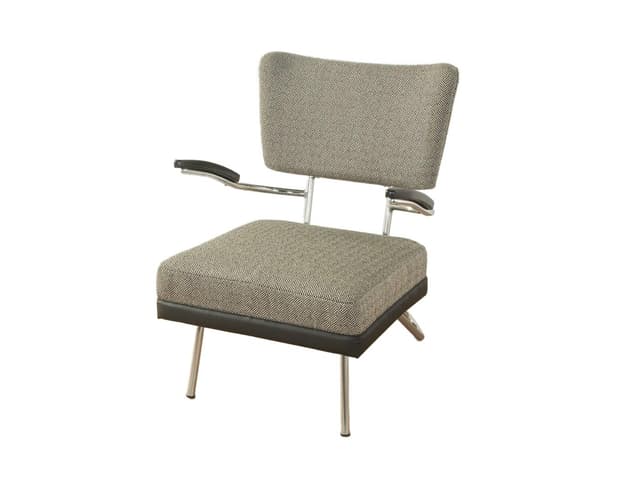 Fotel, czarny szary srebrny, tkanina, drewno, chrom, Mauser, Niemcy, lata 30. - WYMIARY