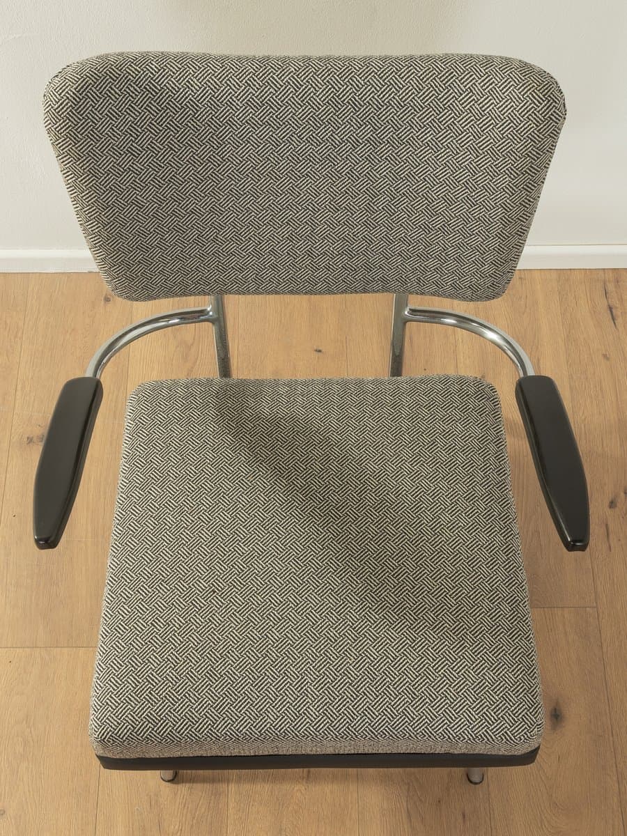 Fotel, czarny szary srebrny, tkanina, drewno, chrom, Mauser, Niemcy, lata 30. - 279696