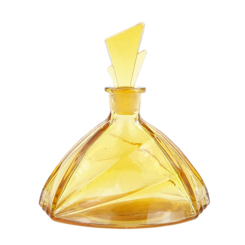 Decanter Art Deco, golden glass, Poland, 1920s.