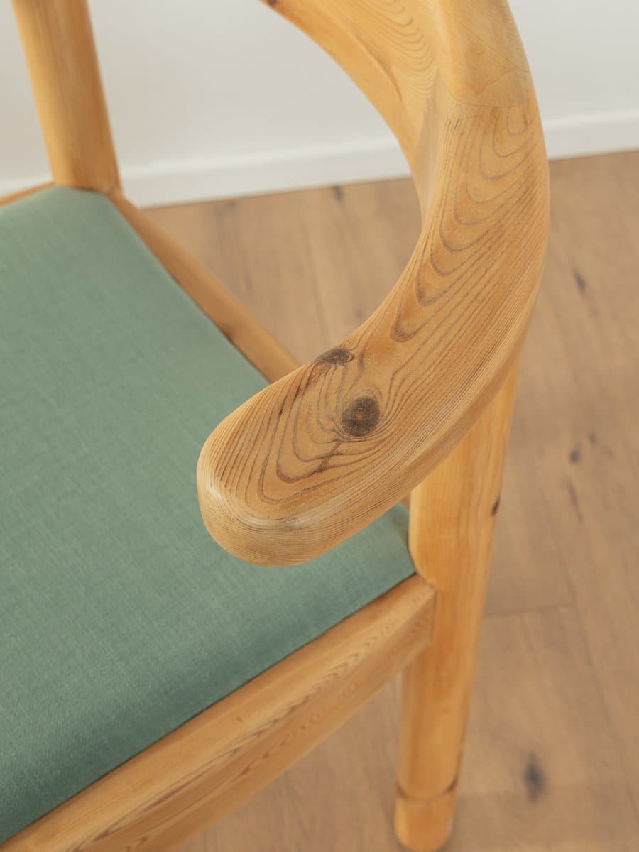 Zestaw czterech krzeseł jadalnianych, Vamdrup, bawełna jasnoniebieska, sosna brązowa, Dania, lata 70. - 279679