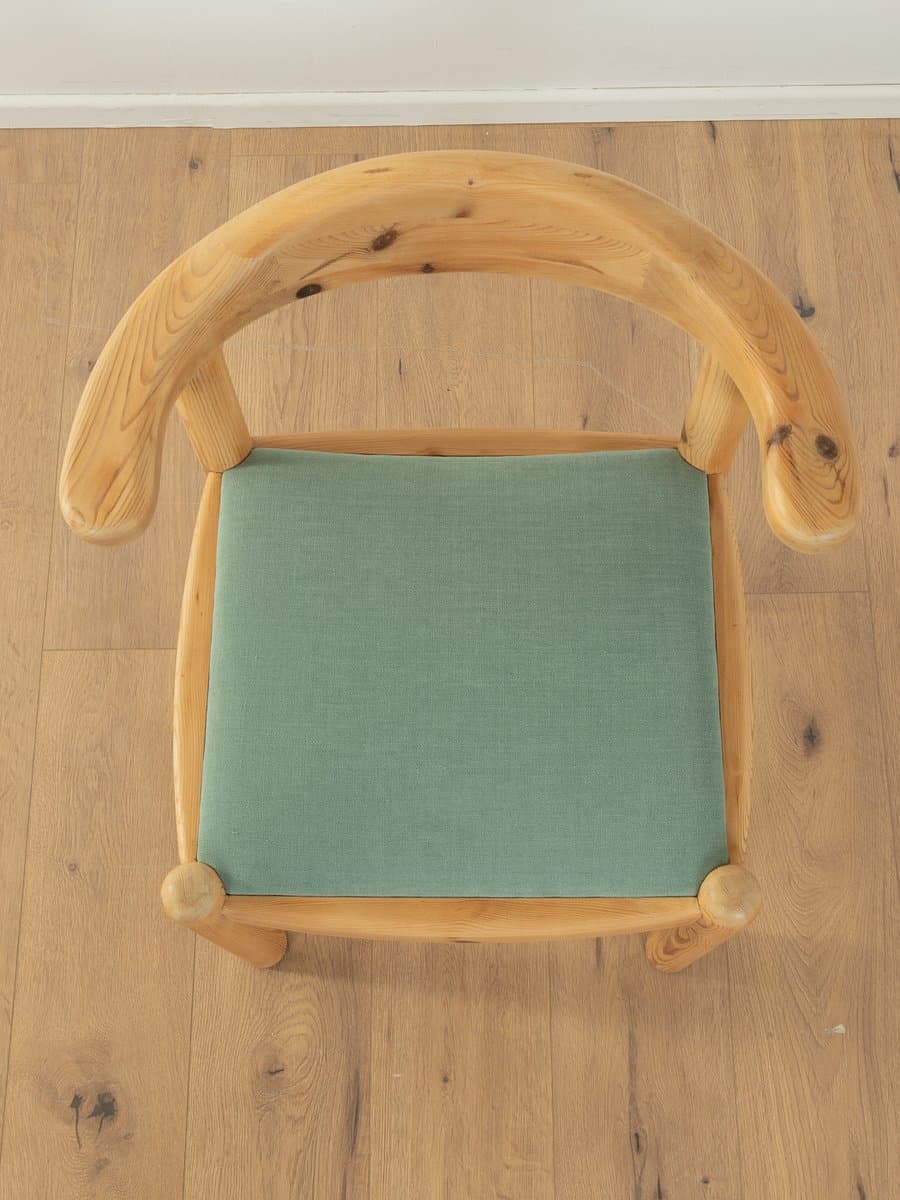 Zestaw czterech krzeseł jadalnianych, Vamdrup, bawełna jasnoniebieska, sosna brązowa, Dania, lata 70. - 279678