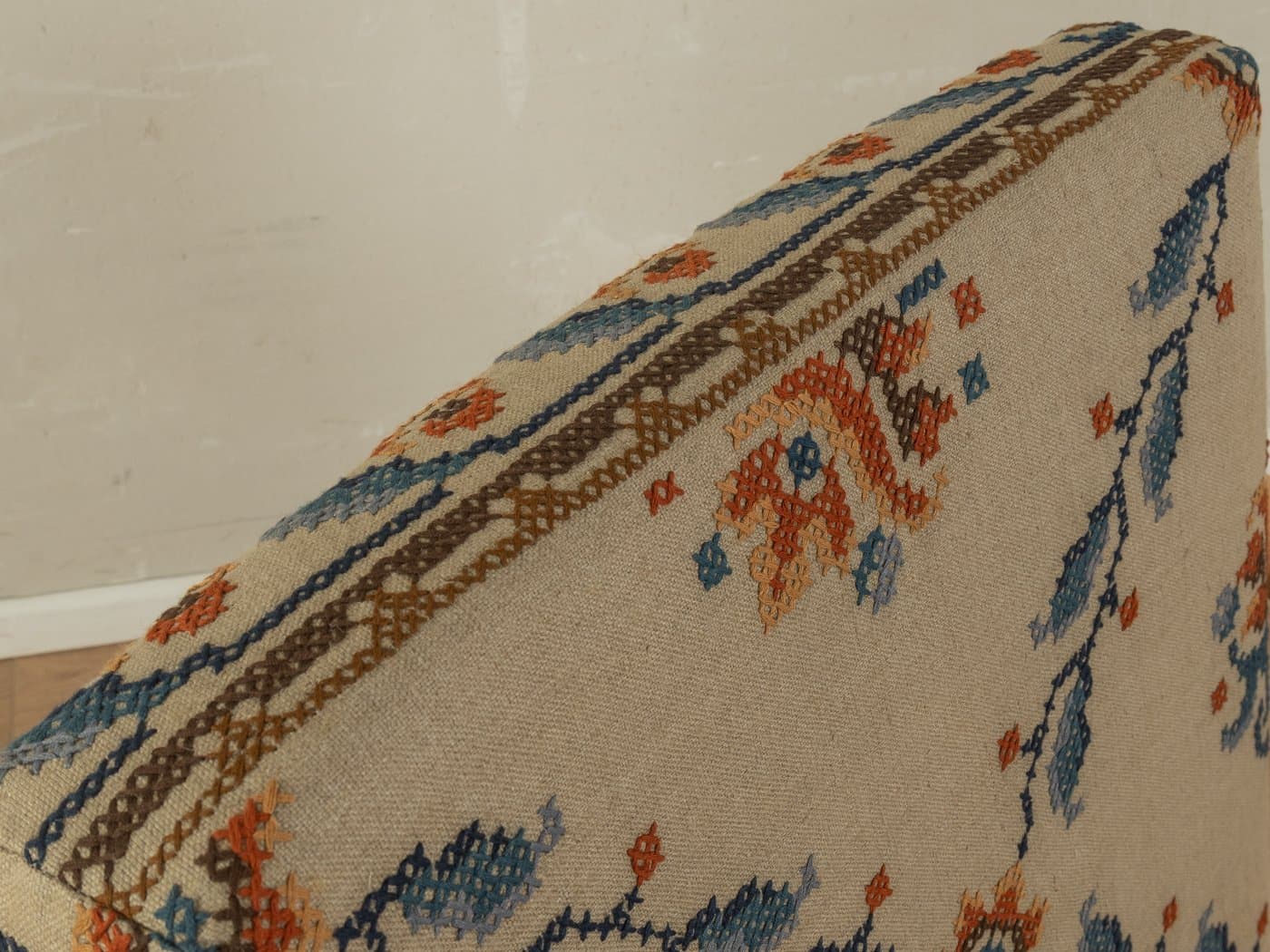 Fotel, beżowy, len, buk, Niemcy, lata 60. - 282959