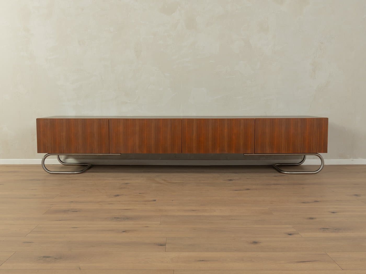 Sideboard minimalistyczny, brązowy, orzech, stal nierdzewna, Niemcy, lata 60. - 282940