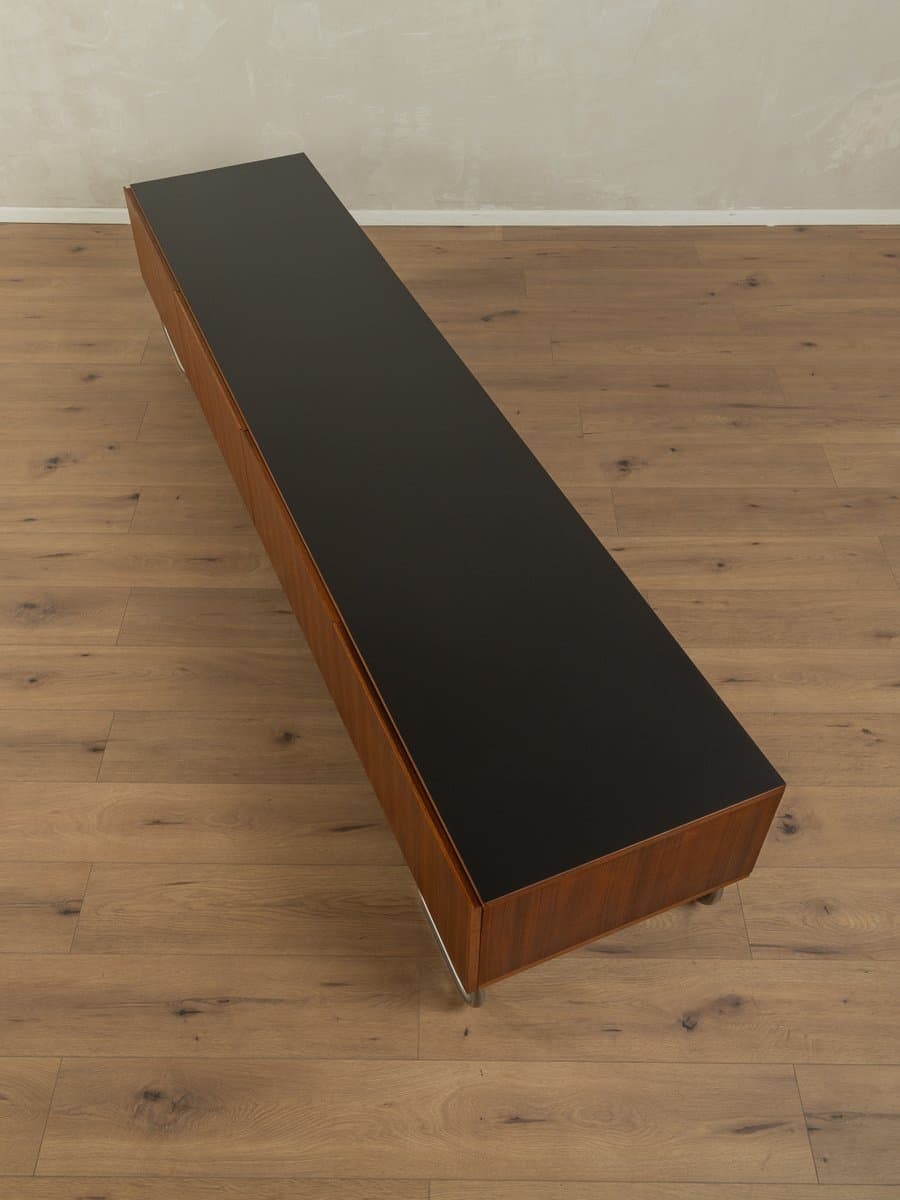 Sideboard minimalistyczny, brązowy, orzech, stal nierdzewna, Niemcy, lata 60. - 282937