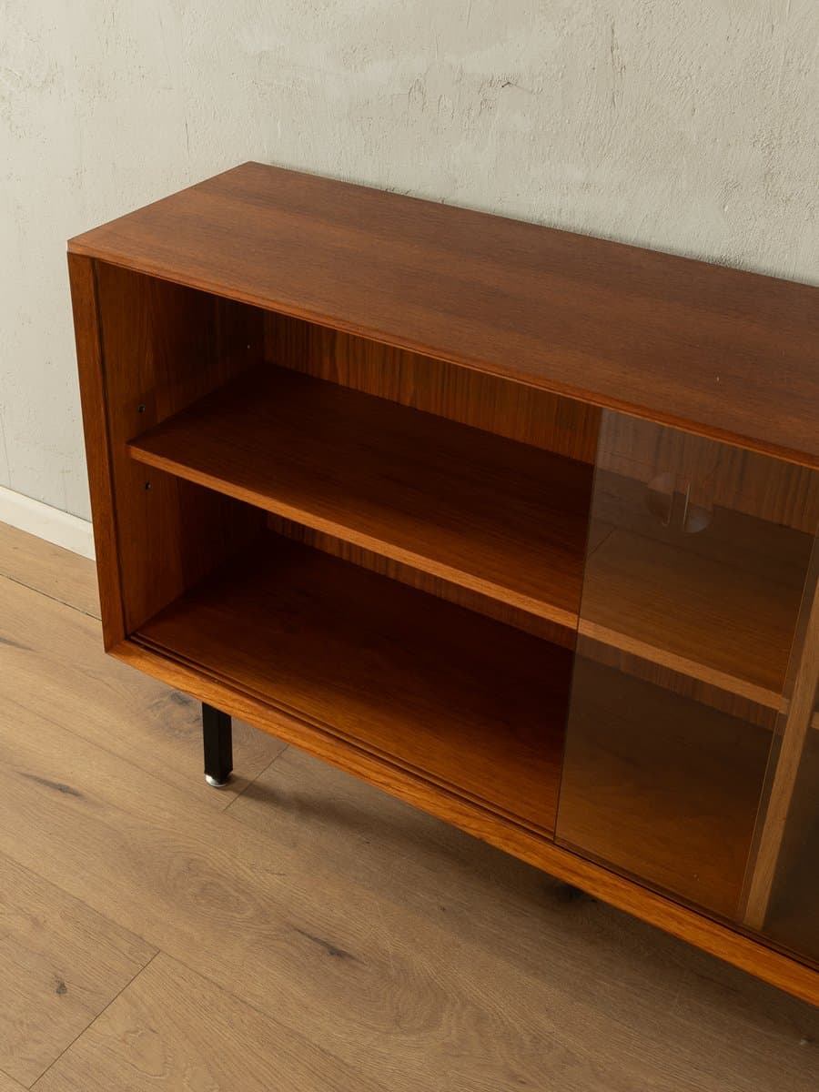 Kredens, teak brązowy, stal czarna, szkło transparentne, Niemcy, lata 60. - 282929