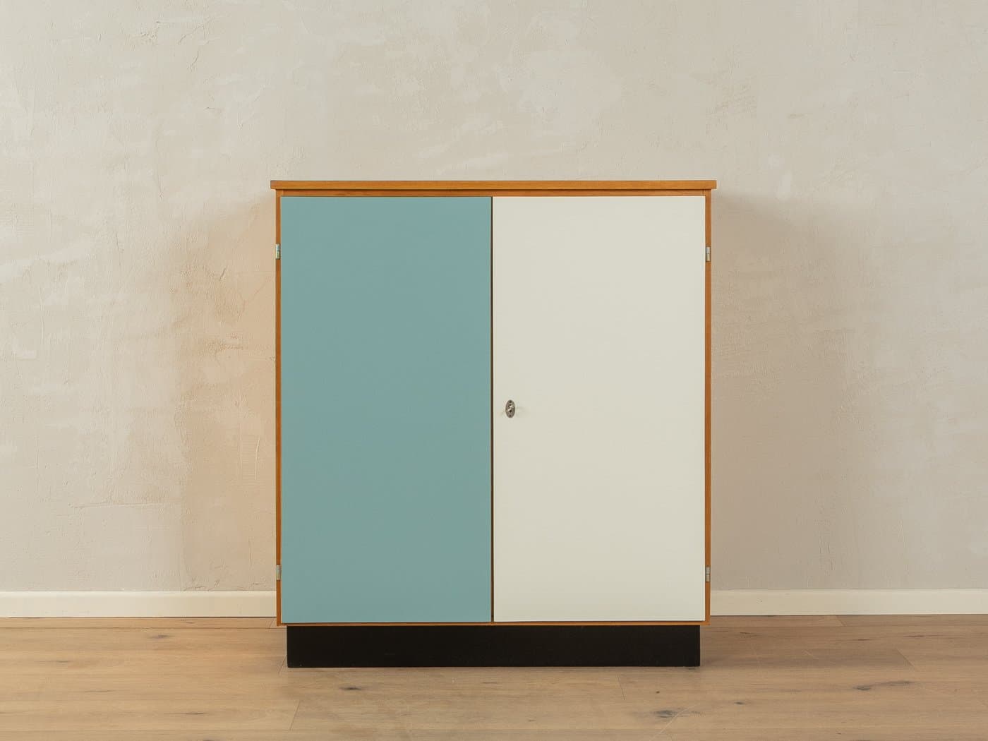 Komoda, niebieski, biały, jesion brązowy, formika, Niemcy, lata 60. - 282924