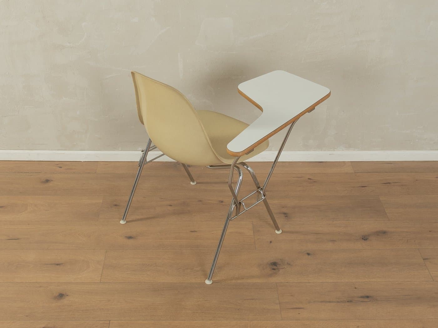 Krzesło DSS-TA, włókno szklane żółty, stal nierdzewna srebrny, proj. C. & R. Eames, Herman Miller, USA, lata 60. - 282898