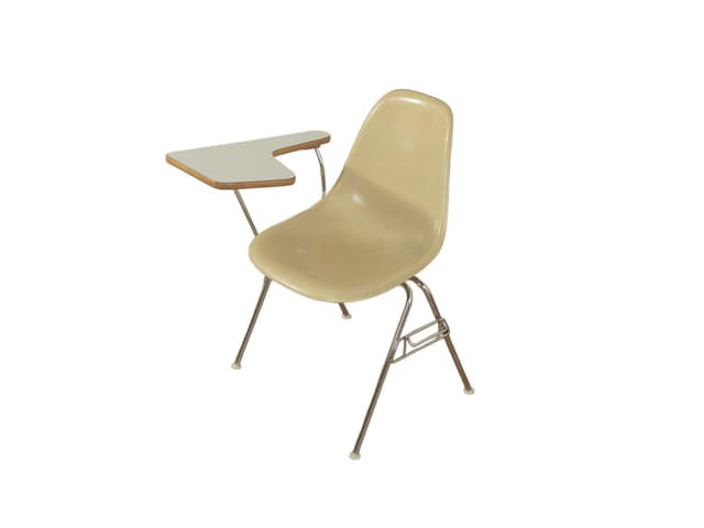 Krzesło DSS-TA, włókno szklane żółty, stal nierdzewna srebrny, proj. C. & R. Eames, Herman Miller, USA, lata 60. - WYMIARY