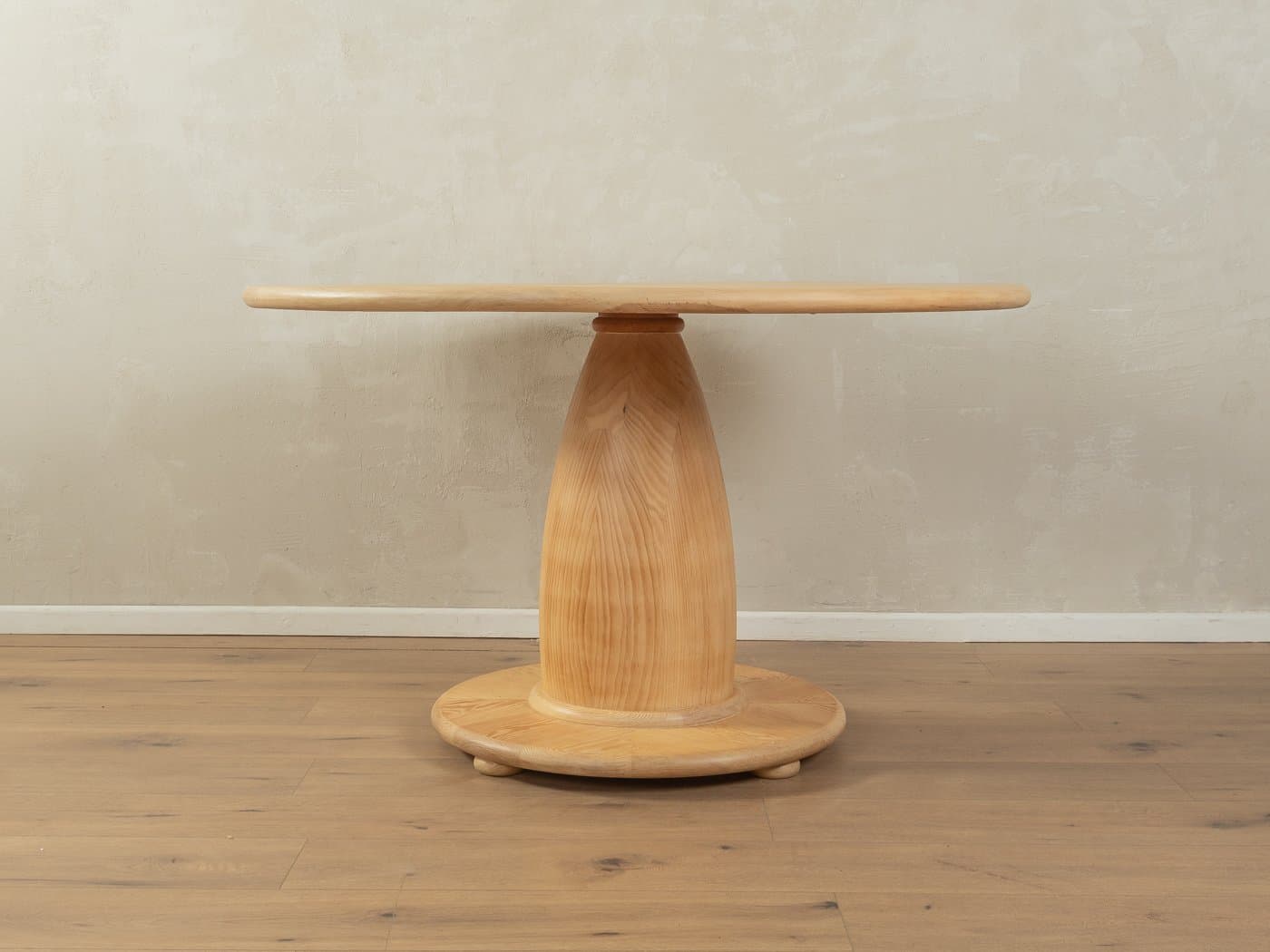 Stół jadalniany okrągły, beżowy, jesion, Niemcy, lata 80. - 282817