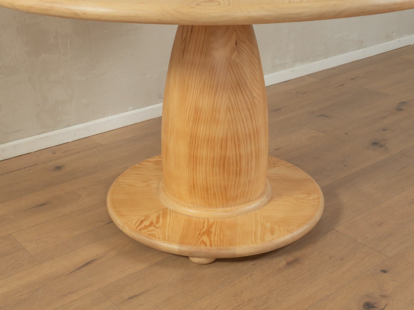 Stół jadalniany okrągły, beżowy, jesion, Niemcy, lata 80. - 282815