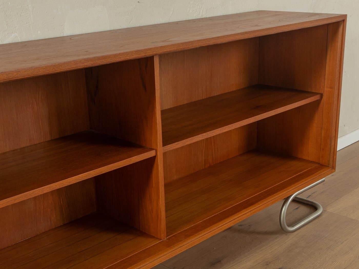 Sideboard, teak brązowy, stal szczotkowana srebrna, Lothar Wegner, Niemcy, lata 60. - 282797