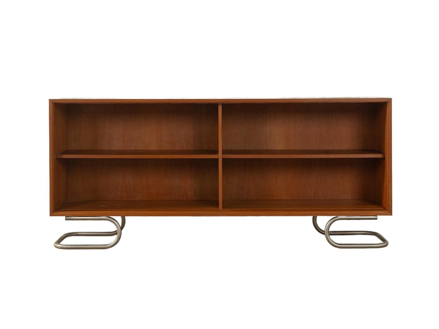 Sideboard, teak brązowy, stal szczotkowana srebrna, Lothar Wegner, Niemcy, lata 60.