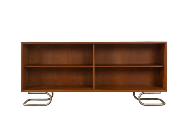 Sideboard, teak brązowy, stal szczotkowana srebrna, Lothar Wegner, Niemcy, lata 60. - WYMIARY