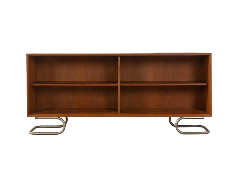 Sideboard, teak brązowy, stal szczotkowana srebrna, Lothar Wegner, Niemcy, lata 60.