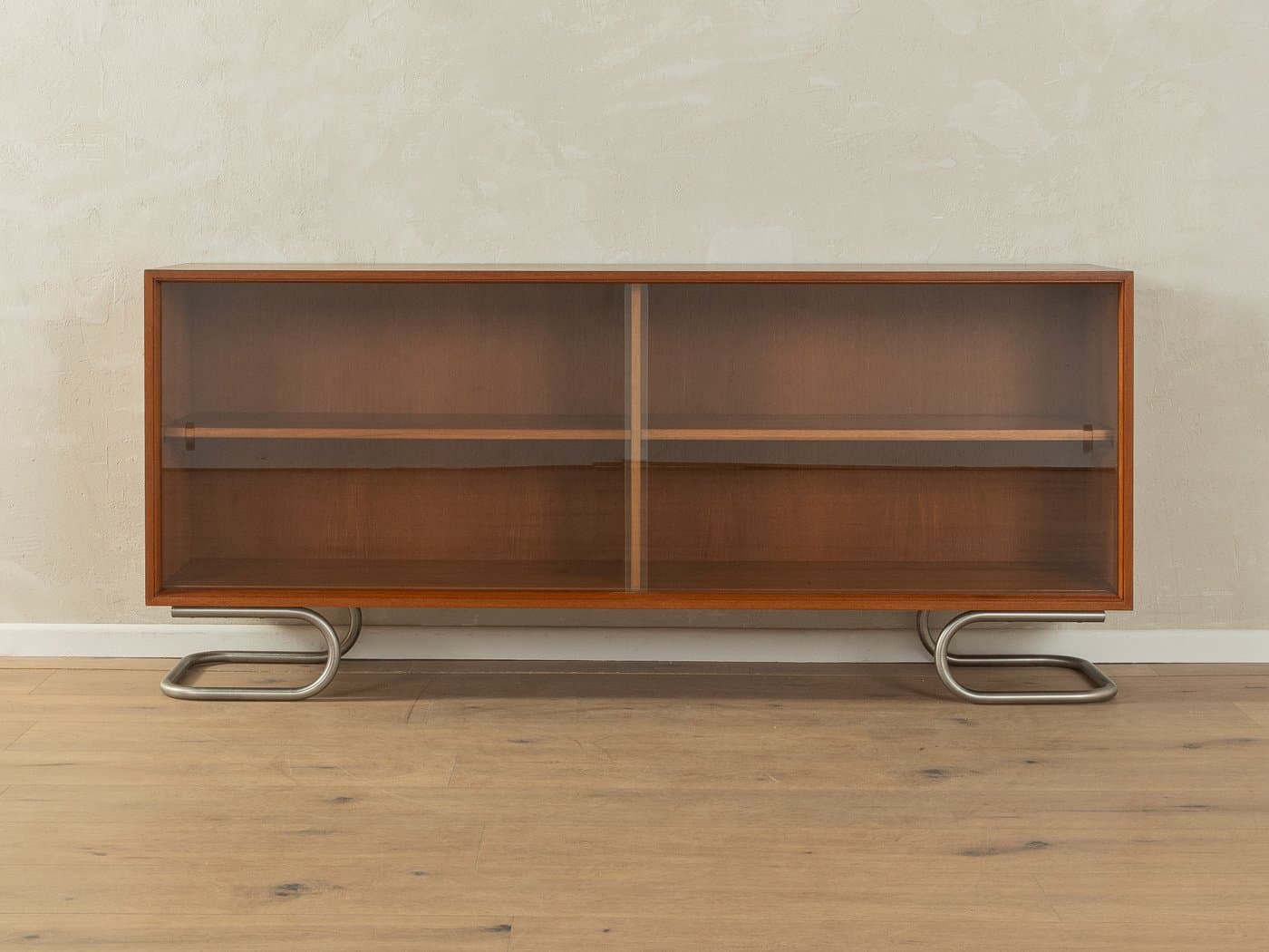 Sideboard, teak brązowy, stal srebrna, proj. L. Wegner, Niemcy, lata 60. - 282793
