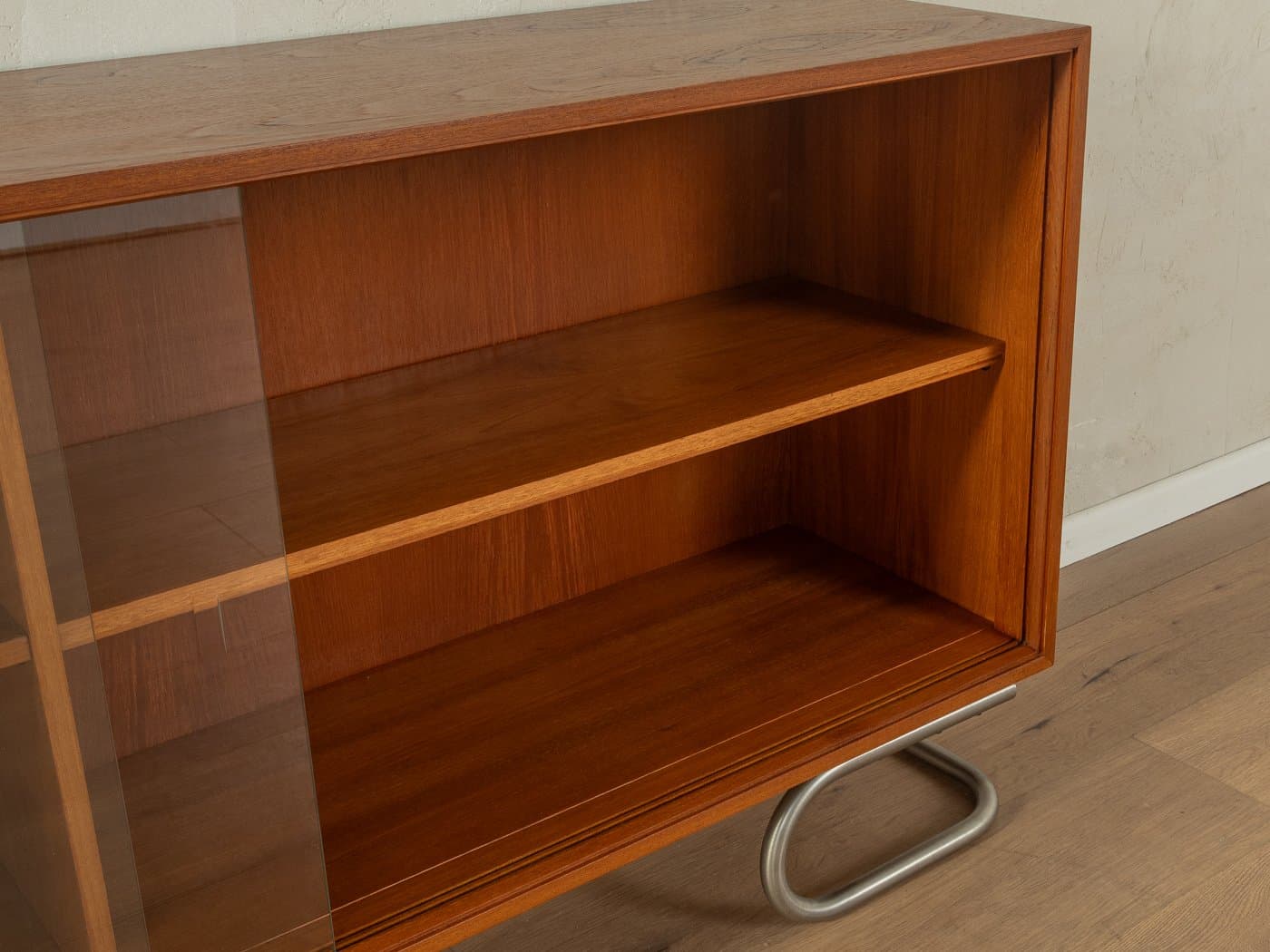 Sideboard, teak brązowy, stal srebrna, proj. L. Wegner, Niemcy, lata 60. - 282791